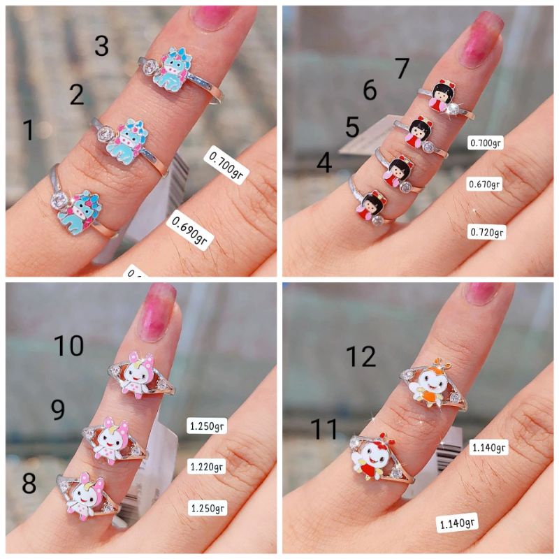 Cincin Emas Putih Anak Kadar 375%/8Karat
