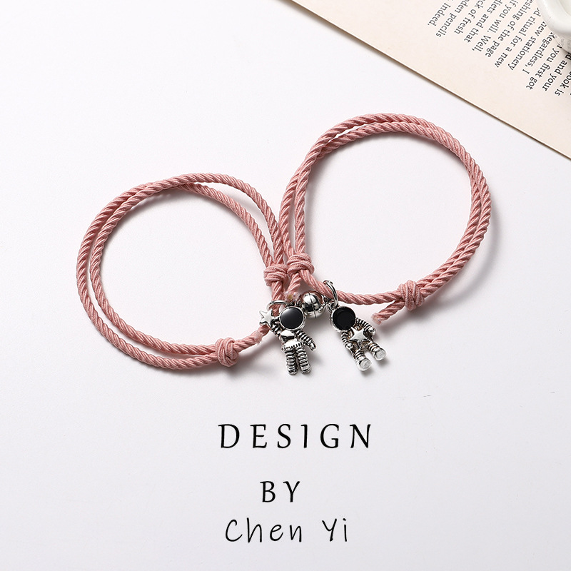 【COD Tangding】2pcs/set Couple Lovely Astronaut Bracelets Magnet Attracting Each Other Bracelets Lover Gift