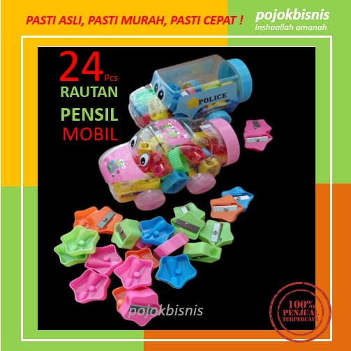 RAUTAN / SERUTAN PENSIL TOPLES MOBIL ISI 24 PCS