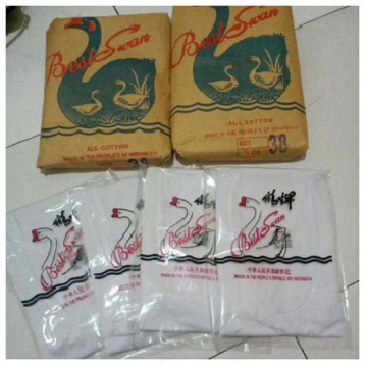 KAOS OBLONG PRIA SWAN BRAND ORIGINAL DALAMAN MURAH PUTIH POLOS  SIZE 36 38 40 42 BISA JUAL LAGI