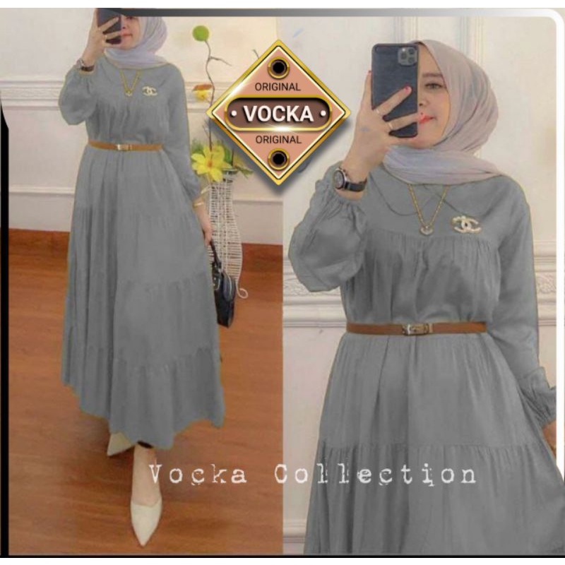 Gamis Dress MARSYA Rayon Premium warna Hitam Marun Navy Model Terbaru  Kekinian FREE BROSS