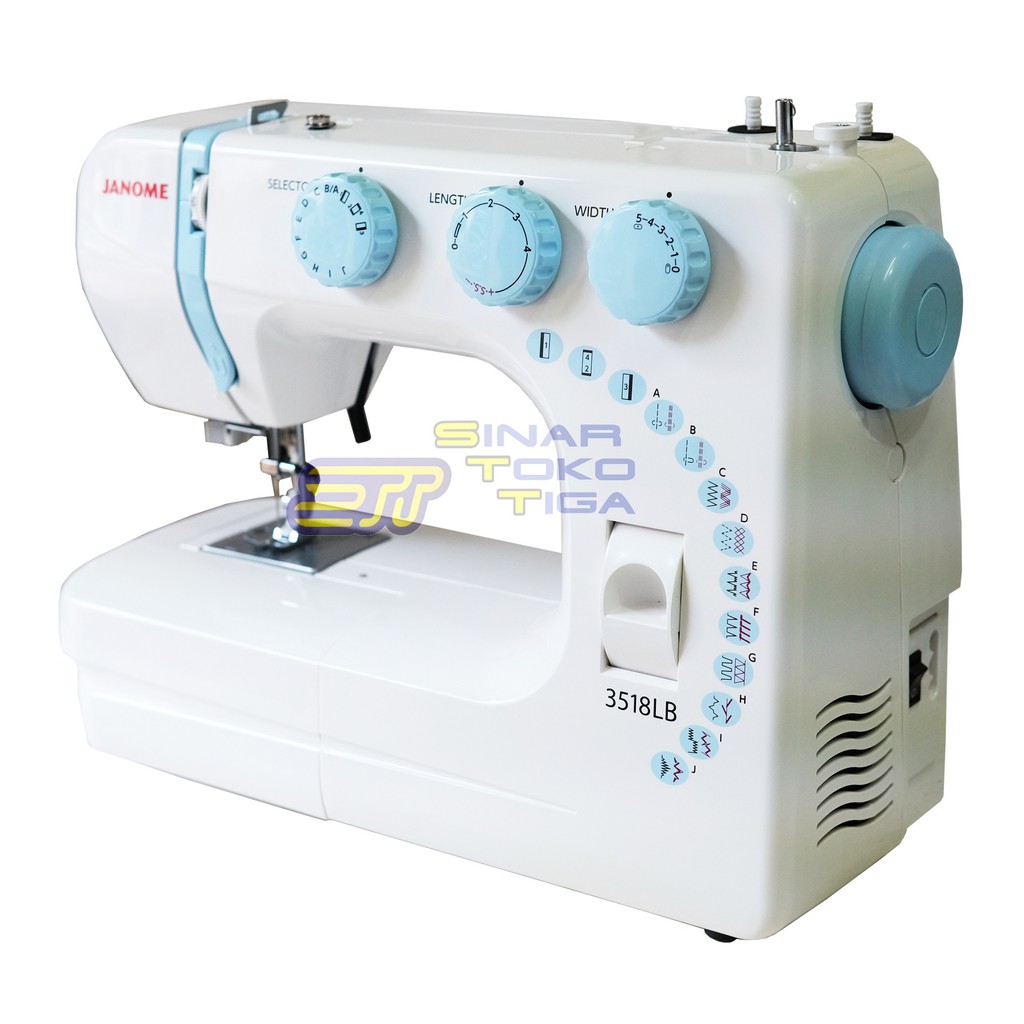 JANOME 3518 LB LIGHT BLUE MESIN JAHIT PORTABLE PEMULA 3518LB