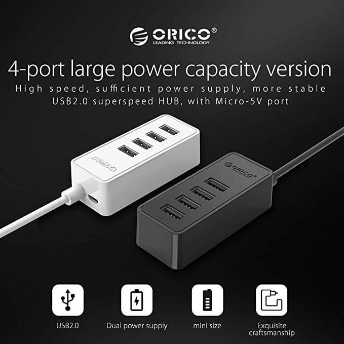 Usb hub 2.0 orico 4 Port 1m cable with micro power w5p u2 100 - Terminal usb2.0 4 Slot 100cm kabel