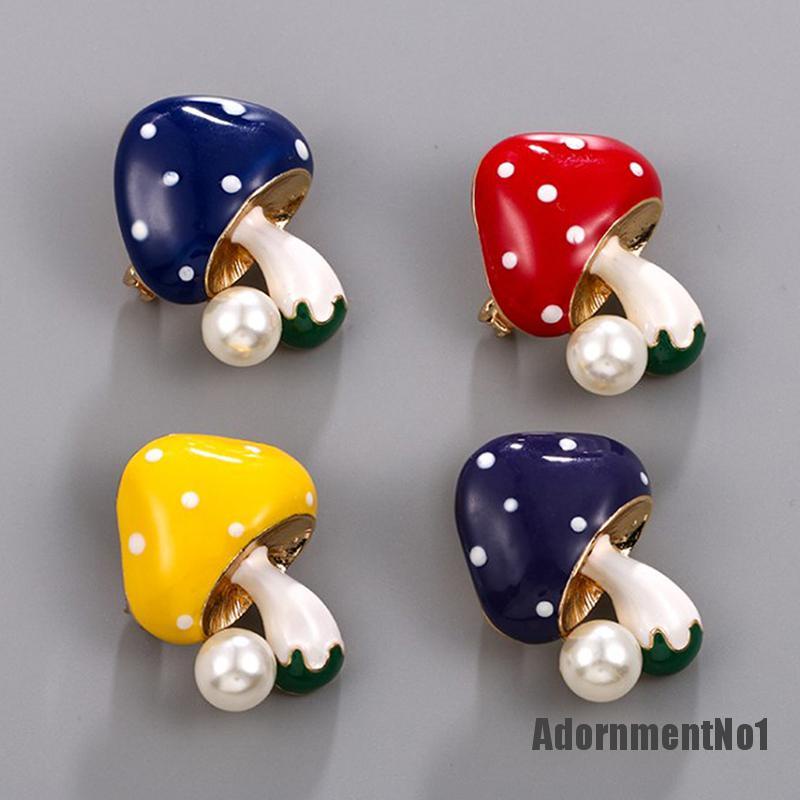 (Adornmentno1) Bros Pin Enamel Bentuk Jamur Kartun Lucu