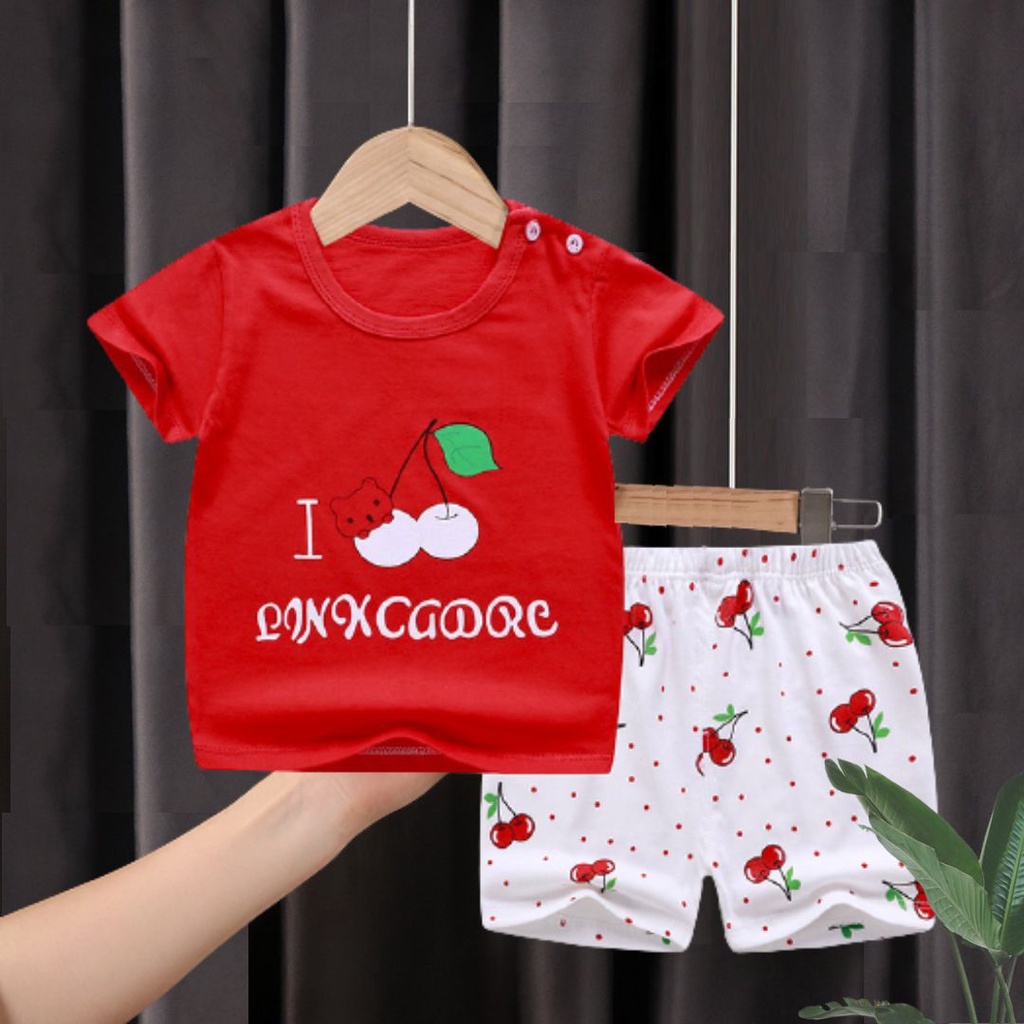 PUNCAK 3.3 stoberi - SETELAN BAJU BAYI IMPORT UMUR 0-24 BULAN/SETELAN BAJU LENGAN PENDEK BAYI TOT3