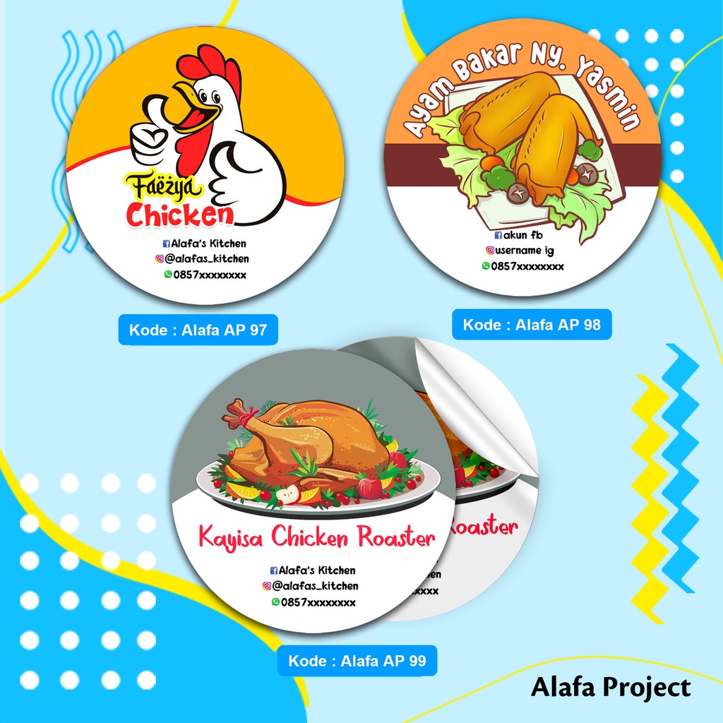 AlafaProject 97-99 Stiker Produk Kemasan Makanan Produk Ayam