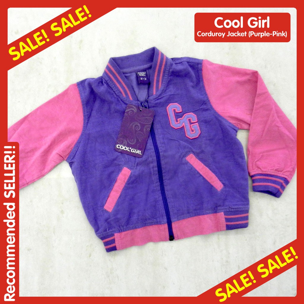Jaket Varsity Corduroy Anak Perempuan Branded COOL GIRL (Ungu)