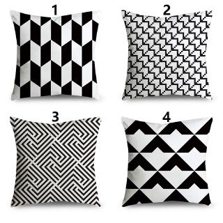 Hitam dan putih pola geometris dicetak sarung bantal Hitam dan putih pola geometris dicetak sarung bantal