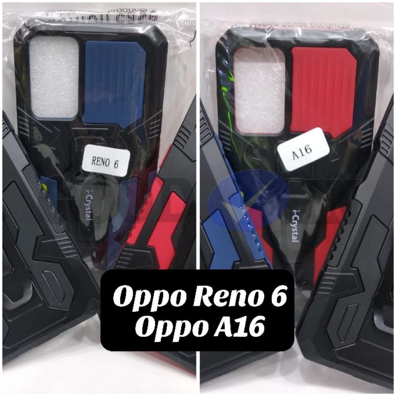 Case Oppo Reno 6 Oppo A16  - Case Robot Standing + Jepit Pinggang - Case Robot