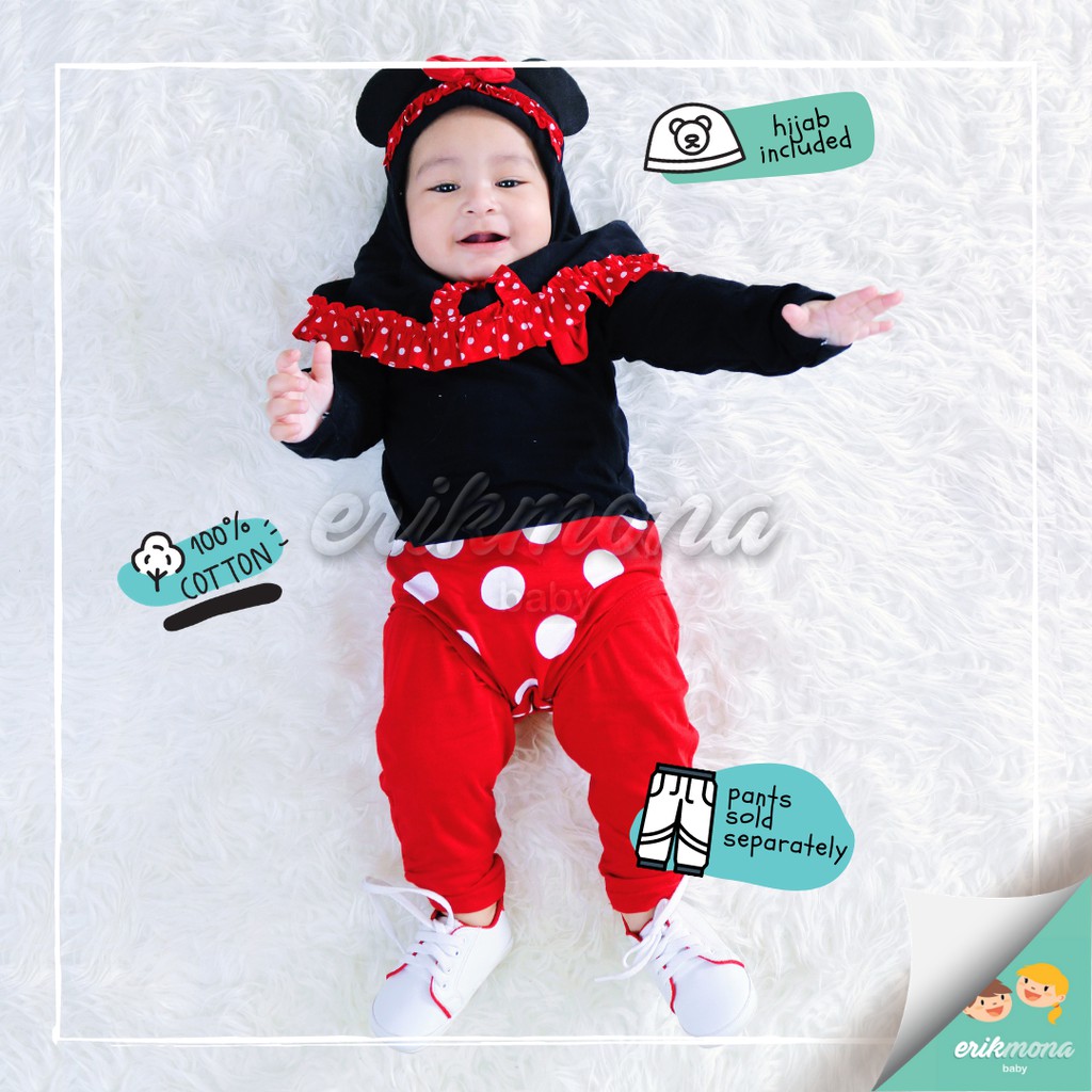 ♥️ baju bayi jumper bayi ♥️ model hijab lucu karakter minnie mouse murah ♥️