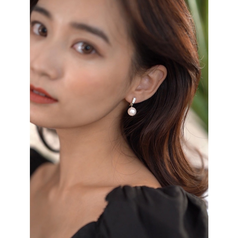 Anting Tusuk Gantung Bahan Sterling Silver 925 Hias Zirconmutiara Gaya Retroeleganperancis Untuk Wanita