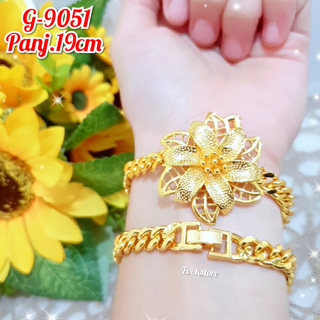 SET PERHIASAN GELANG CINCIN XUPING | GELANG MOTIF BUNGA KENDARI/ ANTI ALERGI