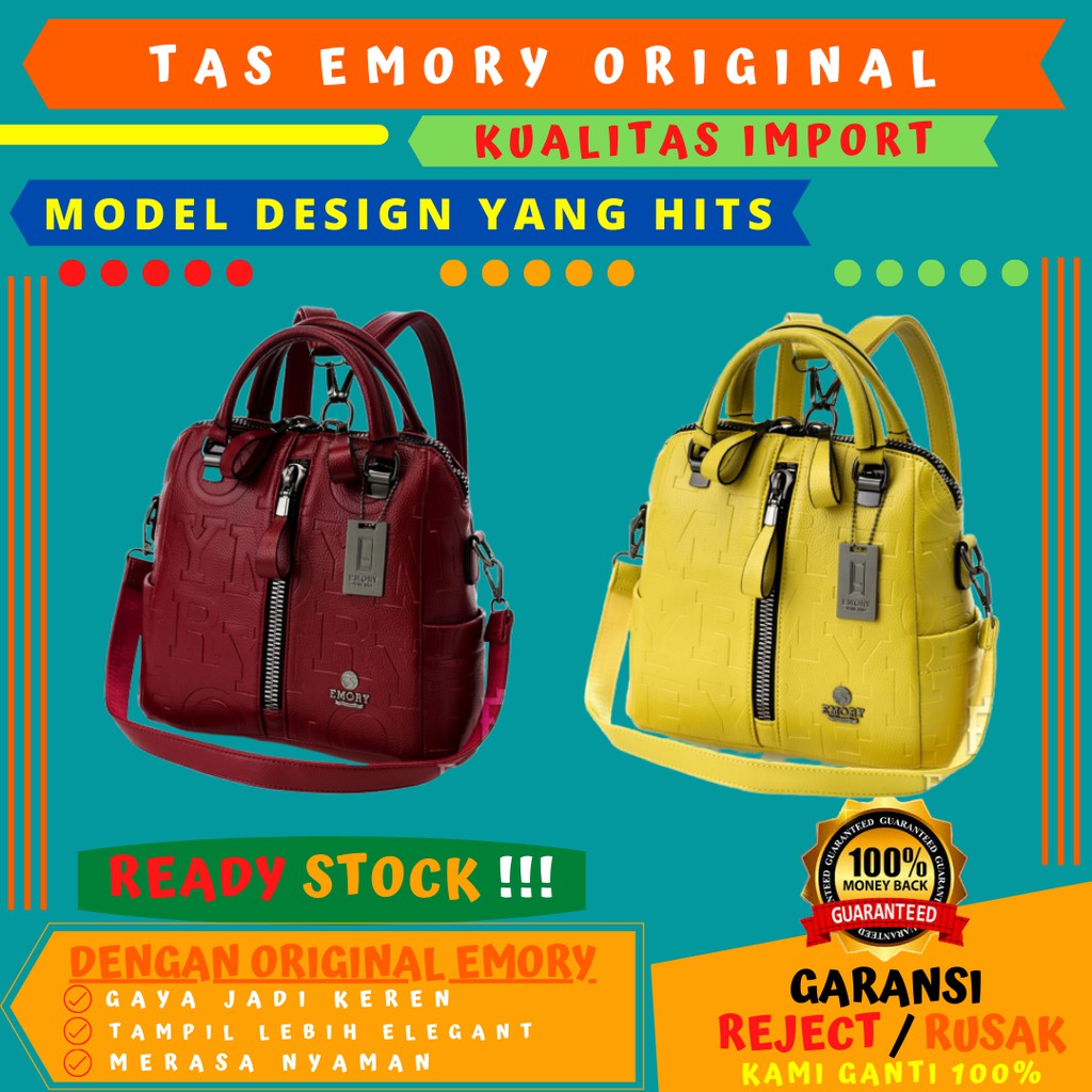 EMORY DELLIANY ORIGINAL BRAND TAS SLEMPANG DAN BAHU MULTIFUNGSI HANDBACK BACKPACK WANITA IMPORT