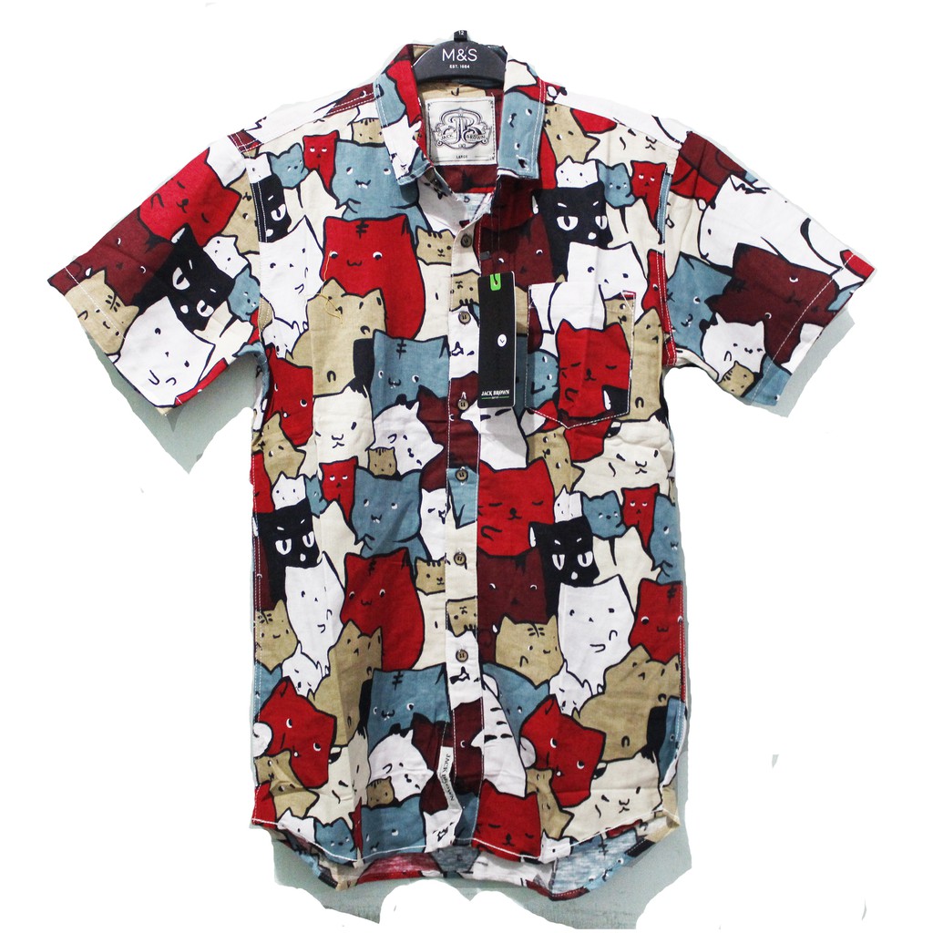 Kemeja Hype Retro Hip Hop  | Kemeja Pria | Musim Panas Lengan Pendek kasual Kemeja Streetwear