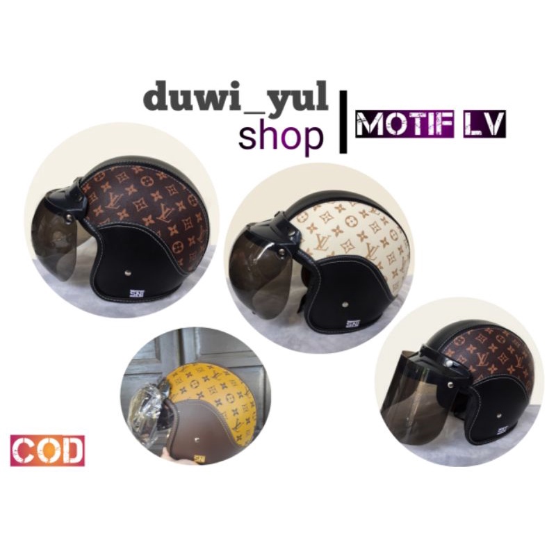 Helm bogo kulit LV Terbaru Classic Hijab Dewasa Helm Bogo Wanita SNI