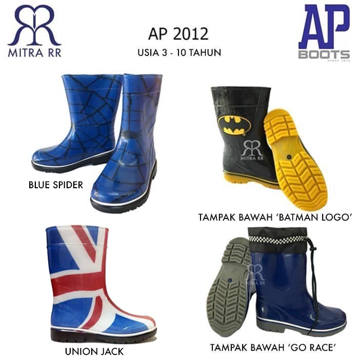 MitraRR Sepatu Boot Anak AP BOOTS Kids 2012 NEW Cowok Rain Boots Anti Air Mitra RR