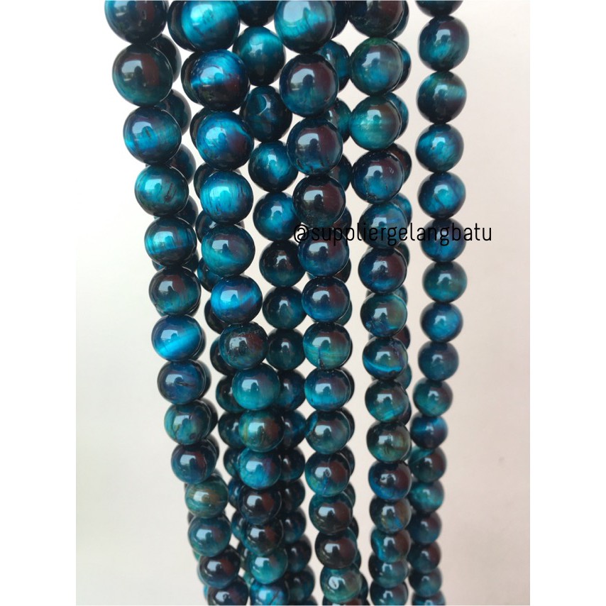 bahan natural blue zircon 12mm tiger eye biru premium LIMITED EDITION aksesoris craft bahan trending