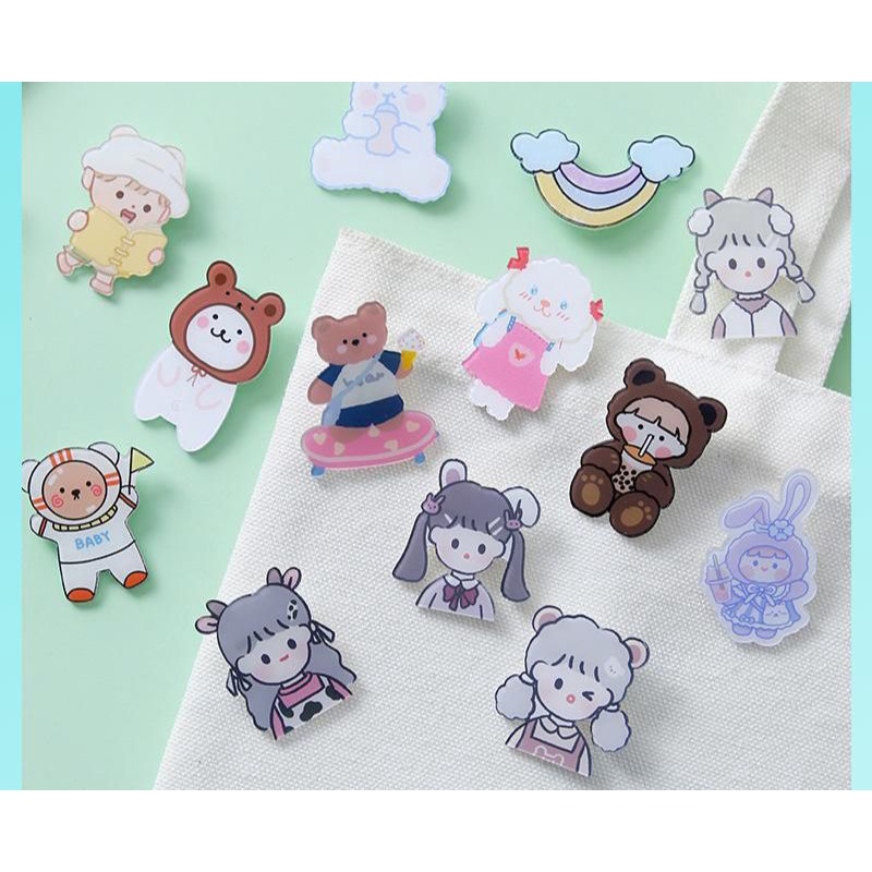 HOT PROMO PRODUK ASLI IMPORT/PIN DIJUAL PERPCS/PIN ACRYLIC CUTE BAHAN ACRYLIC BENING BAGUS/PIN TAS KOREA IMPORT/BROS ACRYLIC