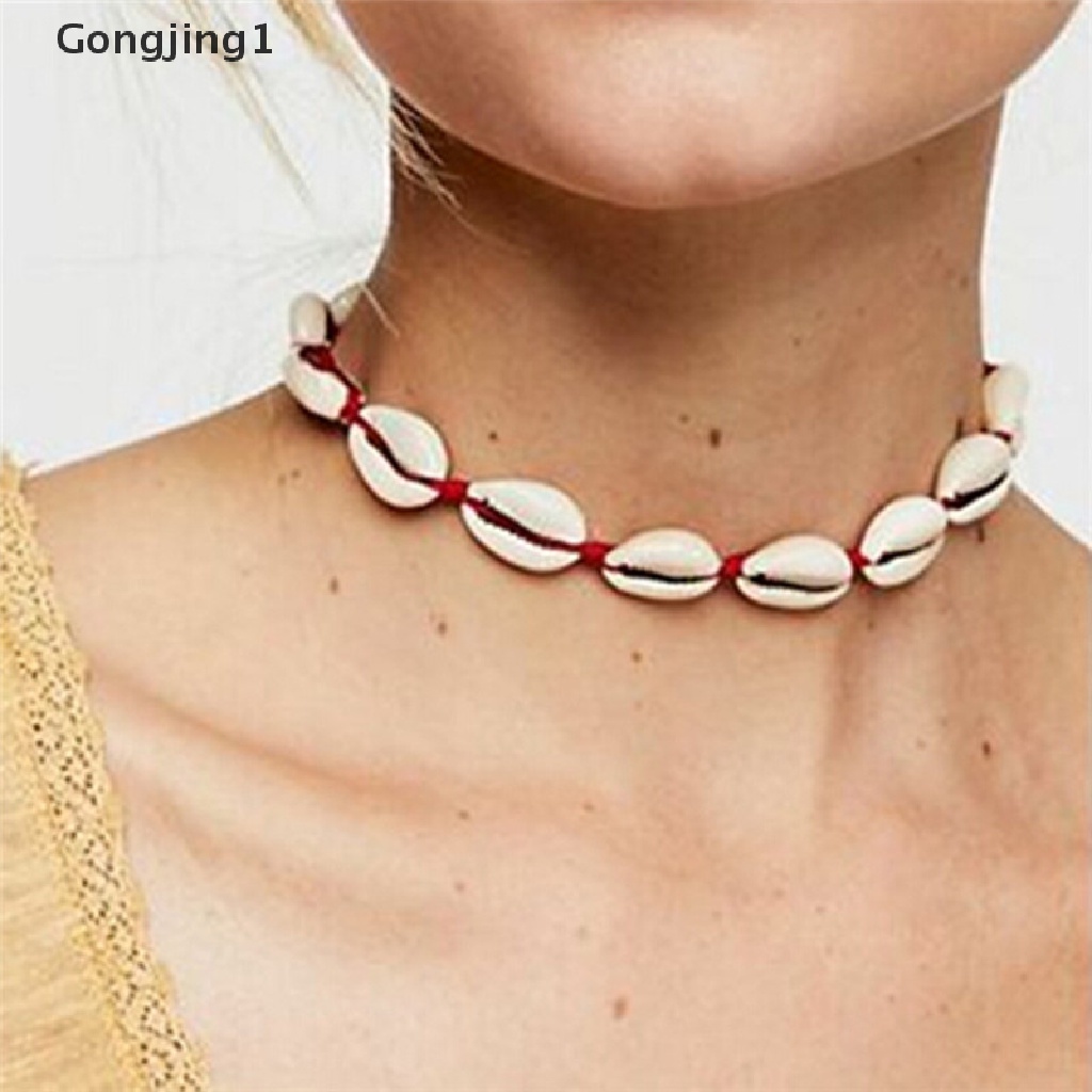 Gongjing1 Kalung Choker Gaya Bohemia Dengan Liontin Kerang Laut Untuk Wanita