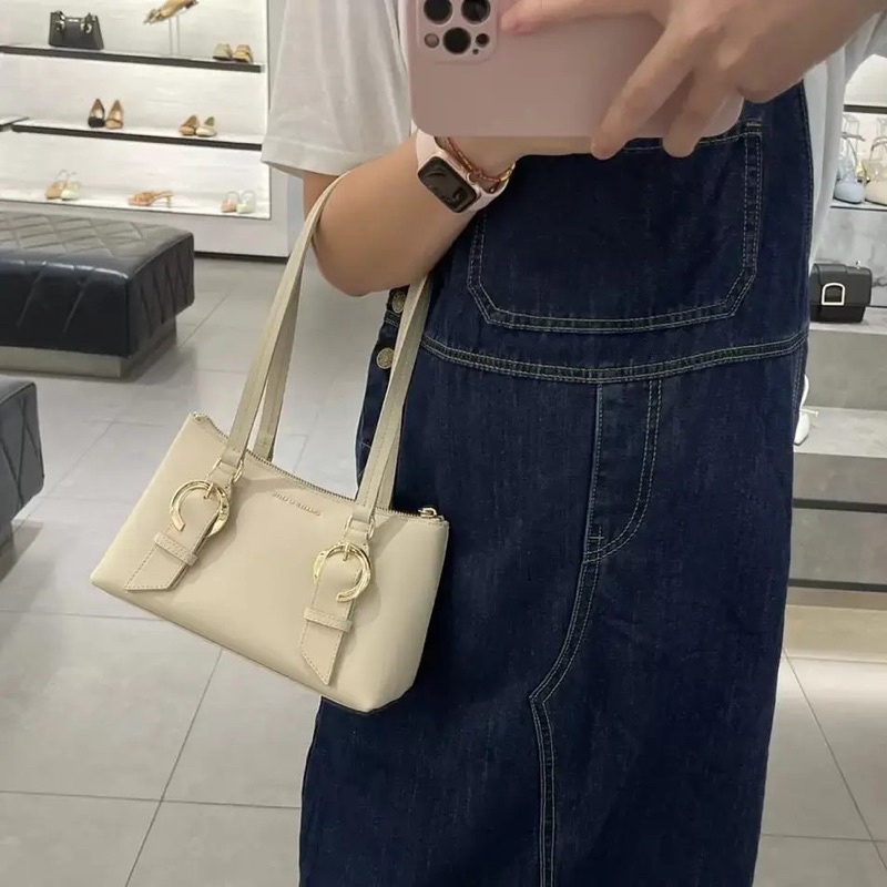 Ring Buckle Leather Shoulder Bag