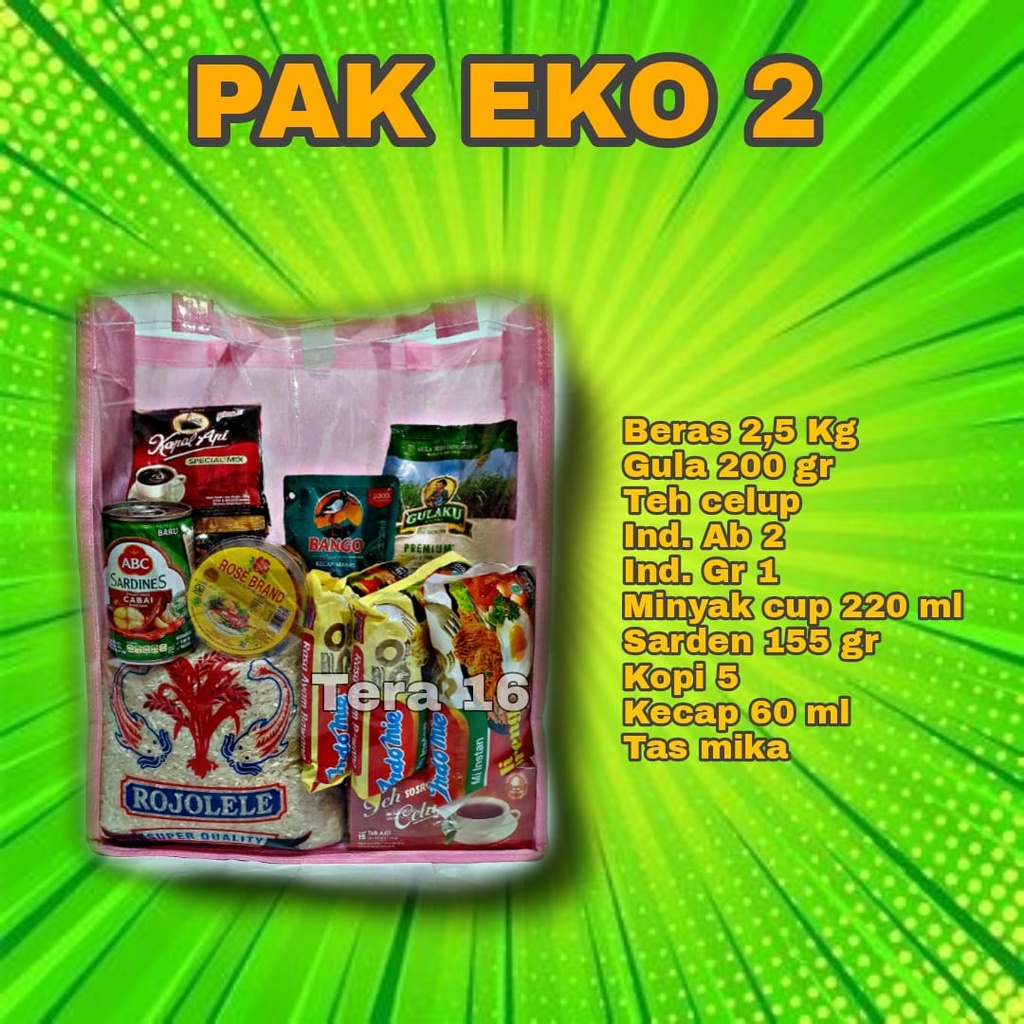 Pak Eko Paket ekonomis sembako lengkap beras gula minyak indomie teh