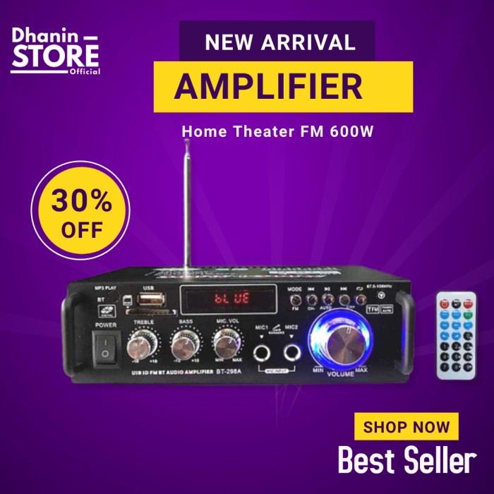 PROMO Power Amplifier Amplifer Ampli Karaoke Mini Bluetooth Class D Stereo 600 Watt Hifi Home Theate