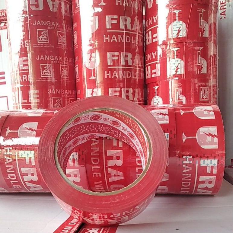 

((BISA COD)) RJM 93 LAKBAN FRAGILE PUTIH MERAH JANGAN DI BANTING 48MM X 100 METER