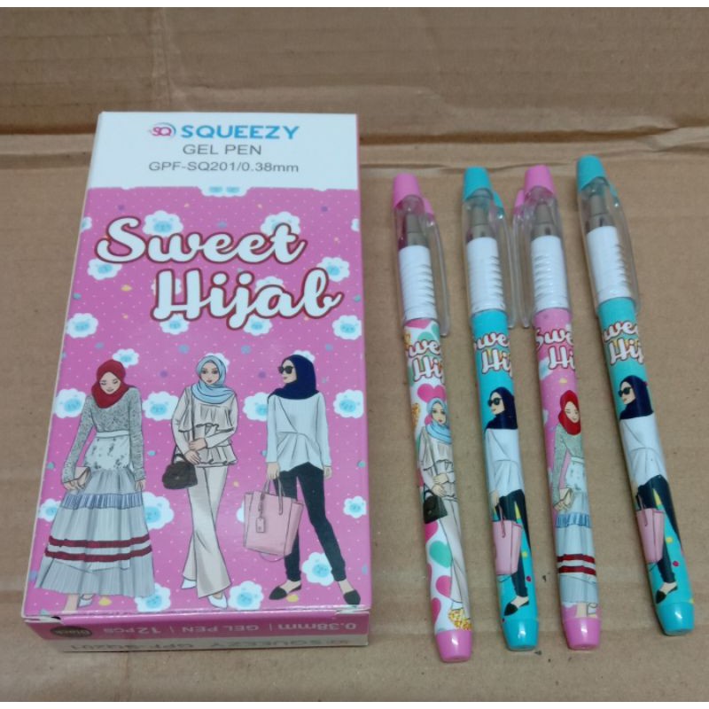 

PULPEN GEL PEN SQUEEZY / PULPEN GEL MOTIF HIJAB 0,38 MM ( ISI 12 PCS )