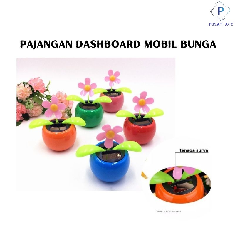 Flip Flap Pajangan Dashboard Mobil Bunga Goyang Joget Tenaga Solar Cell