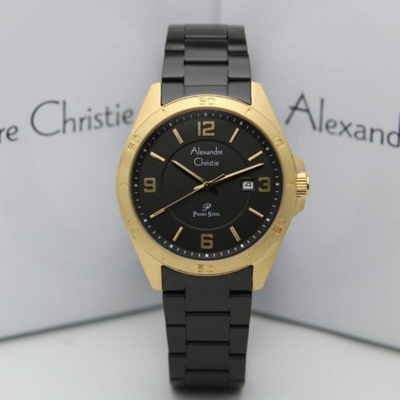 Jam Tangan Alexander Christie Pria Black Gold ac1016