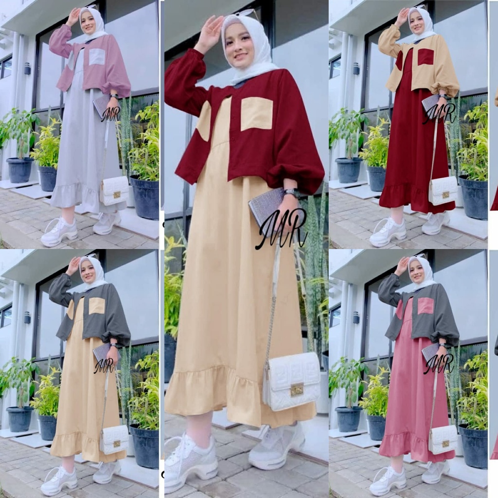 5 WARNA - SET CARDI HABIBAH ( M, L, XL, XXL ) / FASHION MUSLIM WANITA