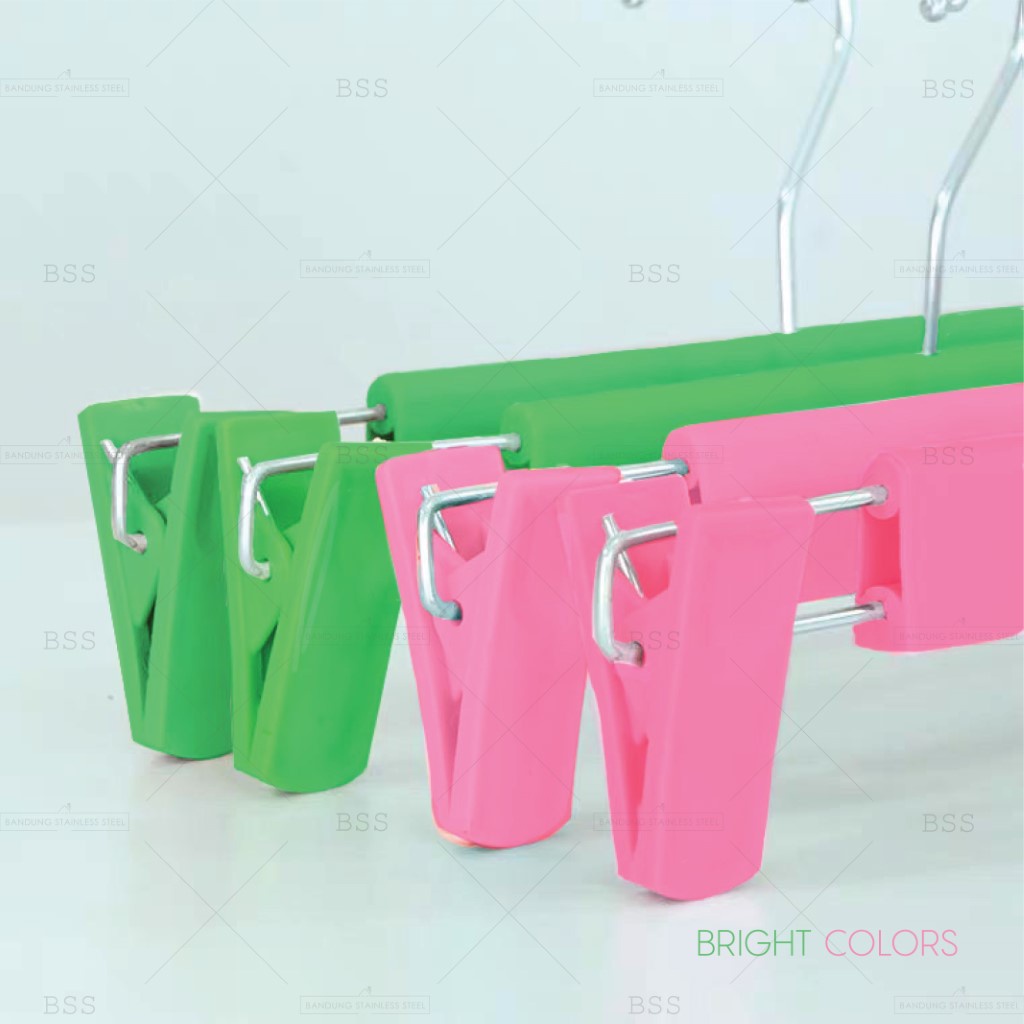 Gantungan pakaian 10pcs baju celana selimut bh bra lingerie handuk kain kait Hanger plastik jepitan jepit warna cerah