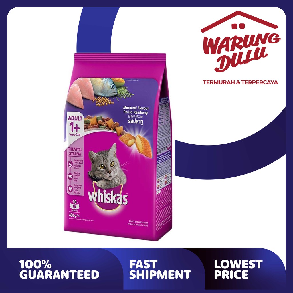 WHISKAS ADULT MACKEREL 480GR