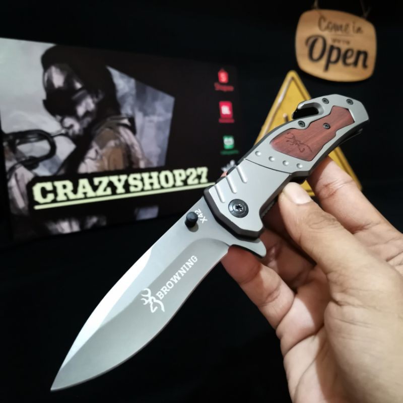 Pisau Survival Lipat Titanium Browning X42 / Solid Stell knife / Pisau survival