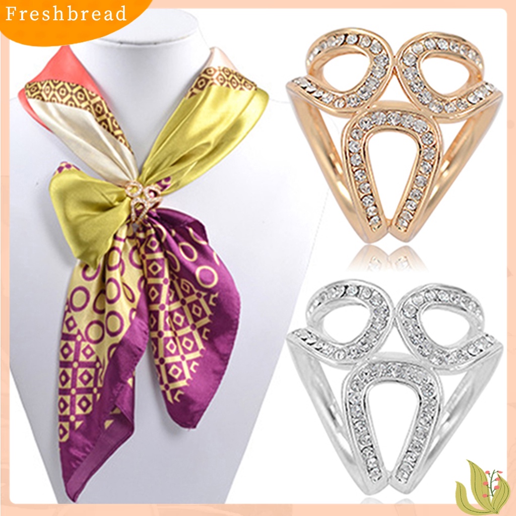 [ TERLARIS]Scarf Buckle Clip Simple Easy Matching Alloy Three-ring Rhinestone Shawl Holder for Shopping Travel