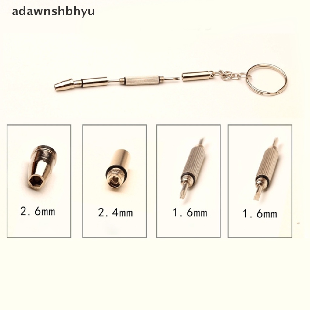 Adawnshbhyu Fashion 4in1 Obeng Kacamata Hand Tools Repair Kit Dengan Gantungan Kunci