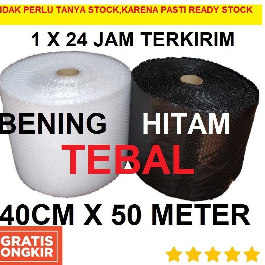 

(R5E7) Bubble Wrap Roll Hitam Bening 40cm x 50 Meter //Asli@diskon