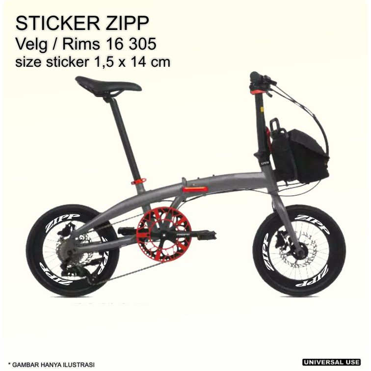 Stiker Velg Zipp Untuk Rims Sepeda Ukuran 16 inch