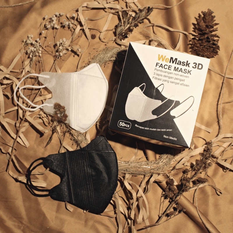 MASKER DUCKBILL WHITE PUTIH BLACK 3 PLY DEWASA