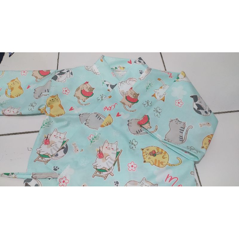 YUKATA KIMONO JINBEI PIYAMA PIJAMAS JEPANG KUCING NEKO FULL KATUN