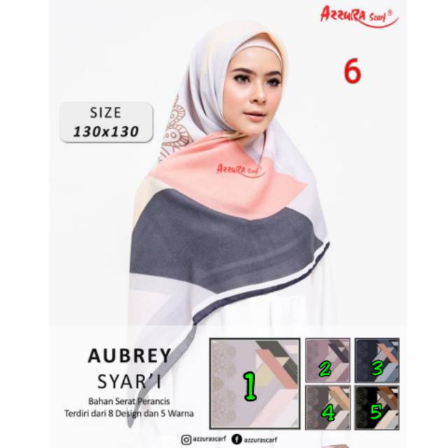 Segiempat Katun Aubrey Syari 130x130 cm desain 6 by Azzura Scarf