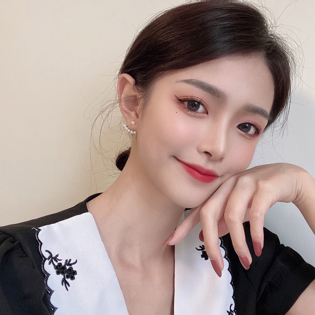 Sterling silver jarum mutiara anting-anting wanita temperamen Korea pribadi telinga studs 2020 baru