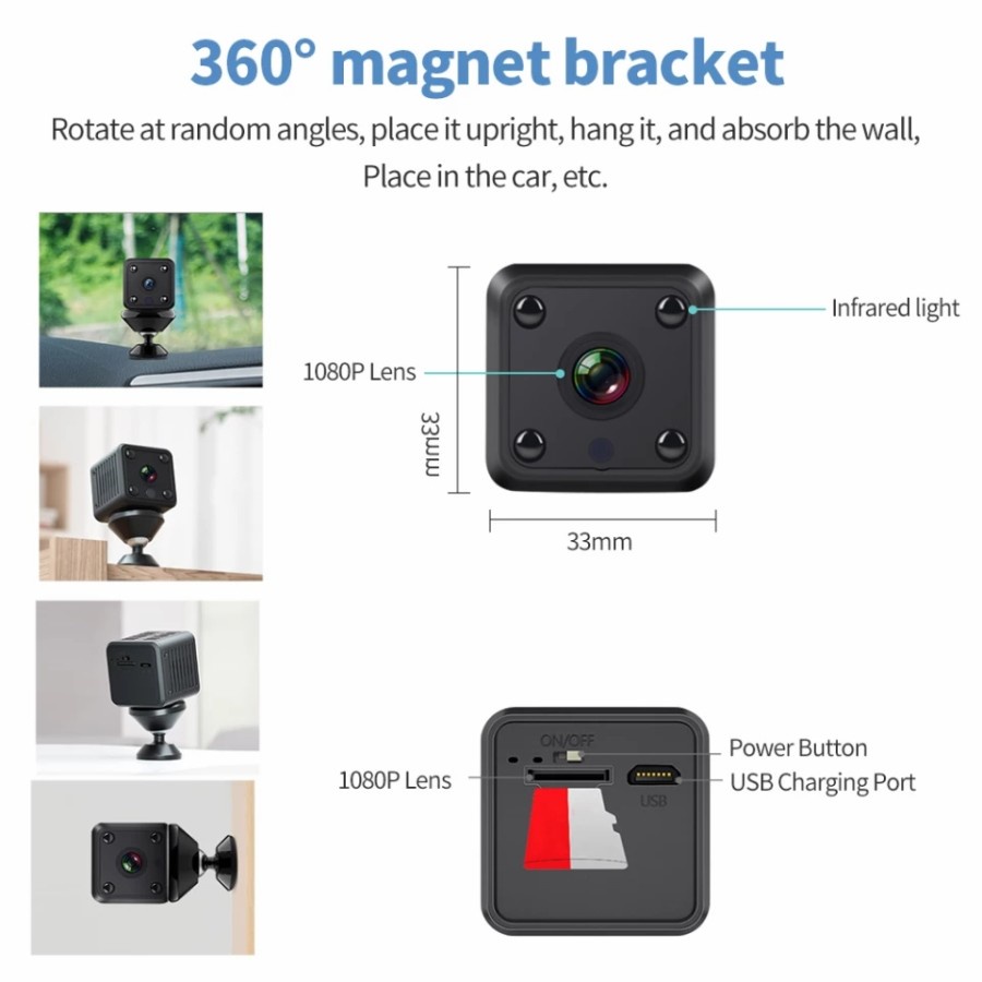 Camera Mini Tersembunyi Kamera Kecil Tanpa Kabel CCTV Wifi Pengintai Mini Jarak Jauh Tanpa Kabel SPY Cam Hidden Camera JS106