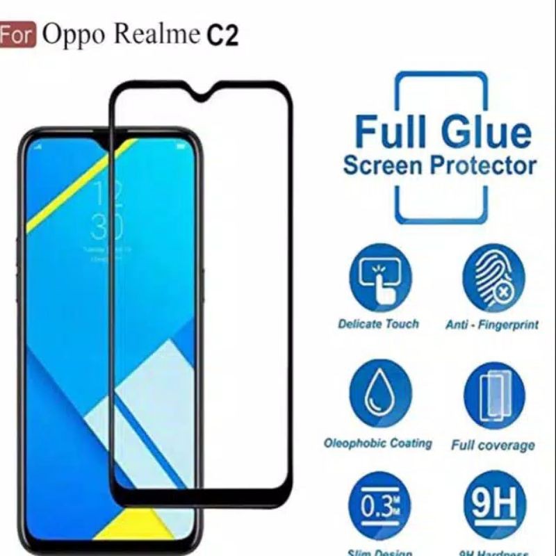 Tempered Glass OPPO C2/A1K Full Cover Premium Quality