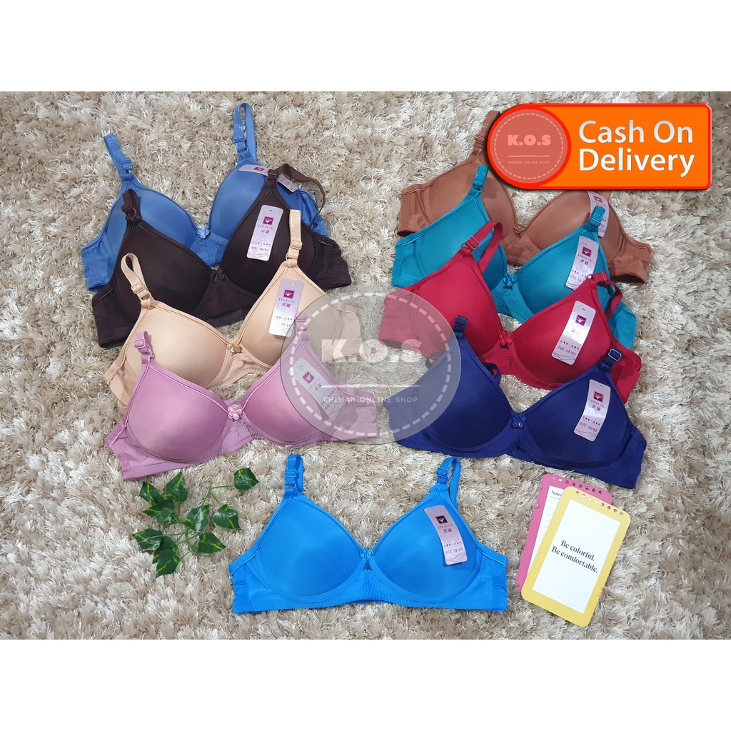 BRA BH TANPA KAWAT BUSA TIPIS POLOS WARNA CERAH SIZE 34-40