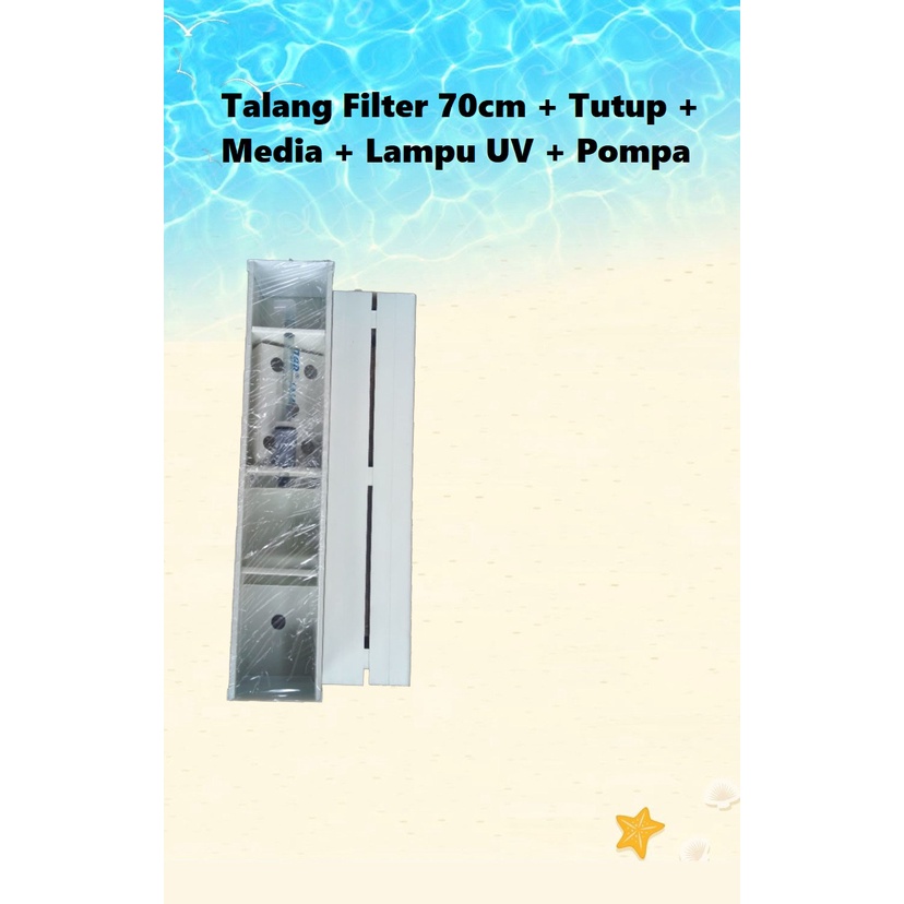 Top Talang Filter Aquarium dengan Tutup 70cm+Media+Pompa+Lampu UV / Box Filter Aquarium / Tutup Tala
