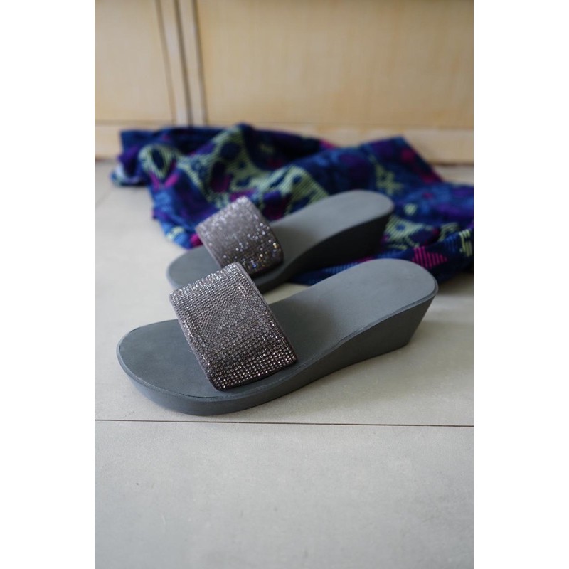 EFRATA WEDGES GLITTER 5cm by JOLINE BAHAN WEDGES POPITS KW-GREY