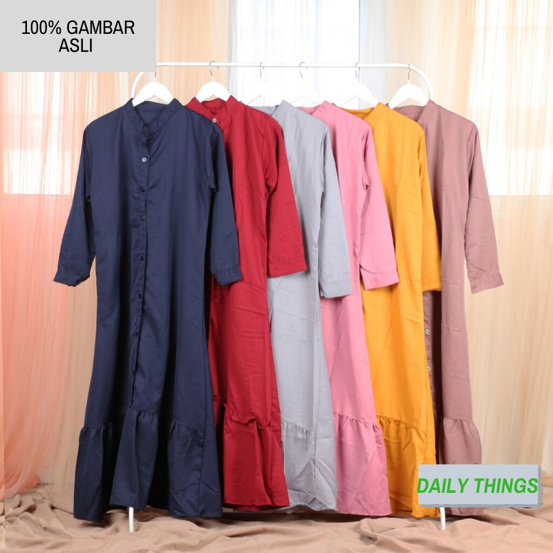 Daily Things Gamis Lebaran Rumbai Kancing Lika Fit XL LD 104cm