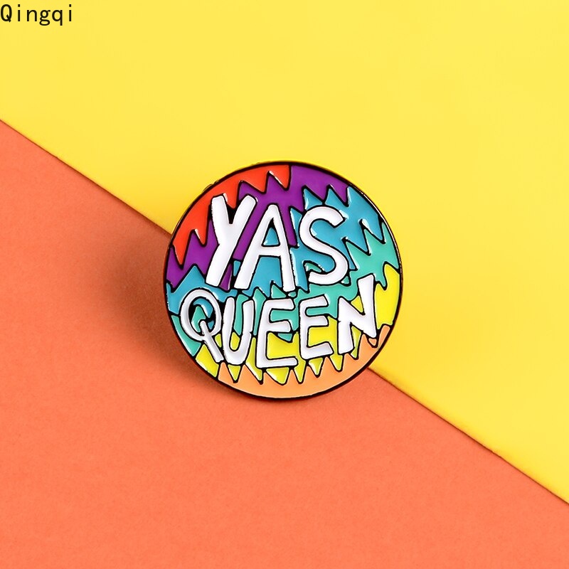 Bros Pin Enamel Desain Kutipan Yas Queen Warna Pelangi Untuk Hadiah