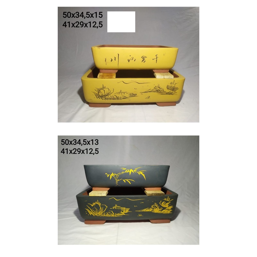 NEW 50cm Pot Bonsai Murah  Pot Keramik Import Murah Pot Bunga Tanah Liat warna segi panjang